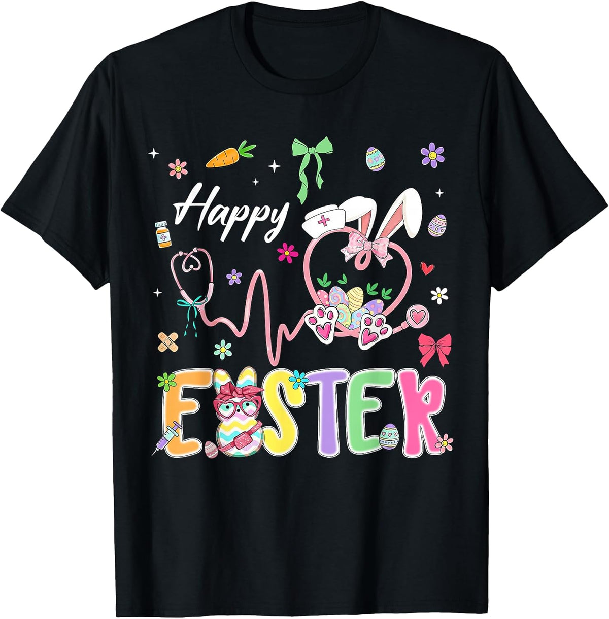 Happy Easter Nursing Bunny Ear Nurse Stethoscope Heart Women Unisex