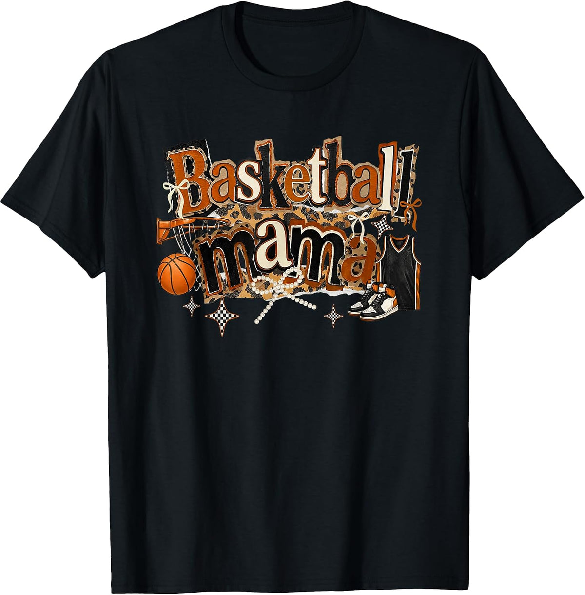 Basketball Mama Leopard Coquette Bow Basketball Mom Game Day T-Shirt