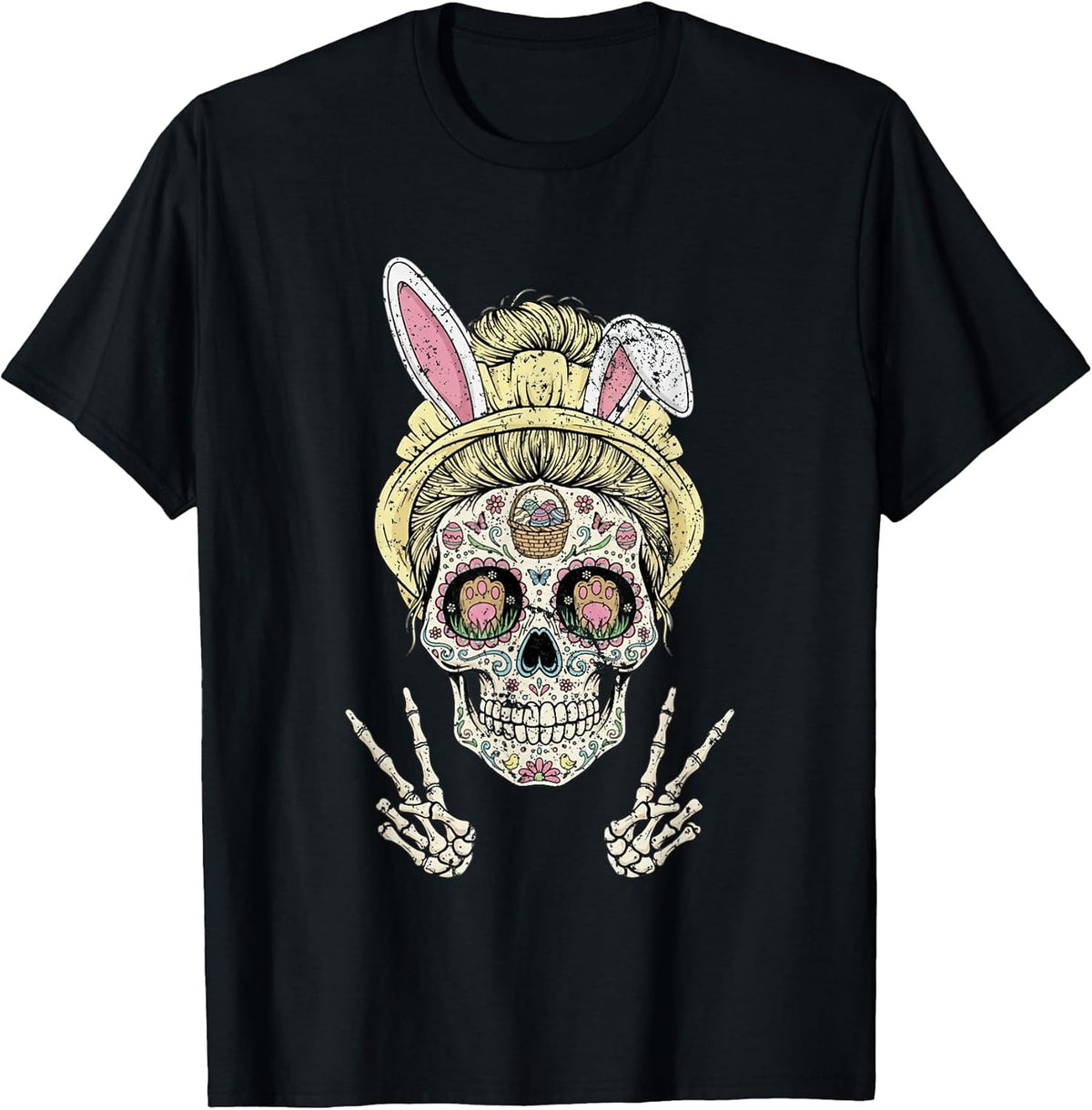 Pastel Easter Skull With Bunny Ears Unisex