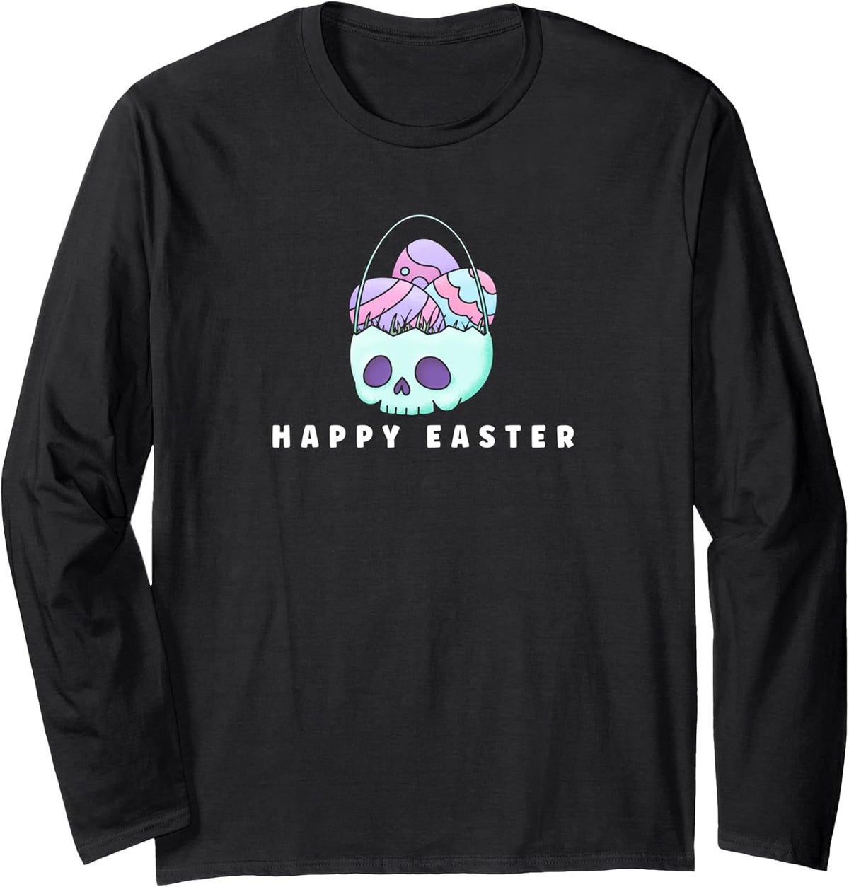 Happy Easter Skull Pastel Egg Basket Long Sleeve Unisex