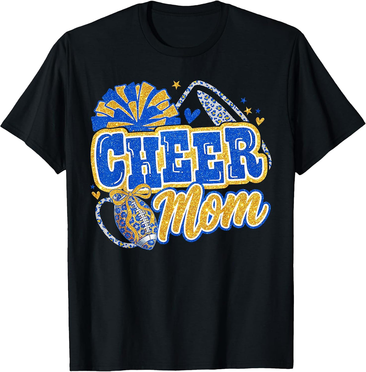 Blue and Gold Cheer Mom Team Game Day Football Cheerleader T-Shirt