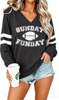 Women's Football Game Day Sweatshirt V Neck Sunday Funday Pullover