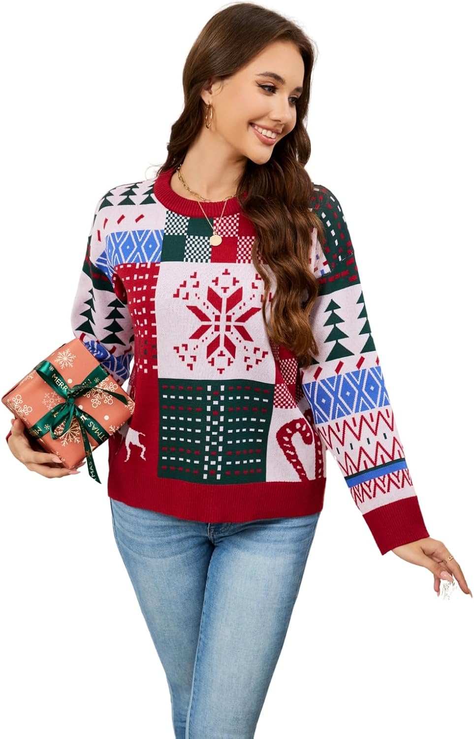 Ugly Christmas Sweater Women Funny Winter Plus Size Christmas Vacation Sweater Womens Oversized 2025 Trendy