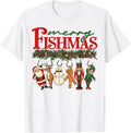Retro Merry Fishmas Fishing Christmas Funny Fisherman Xmas T-Shirt