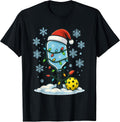 Fun Christmas Lights Wrapped On Cute Pickleball Sports Lover T-Shirt