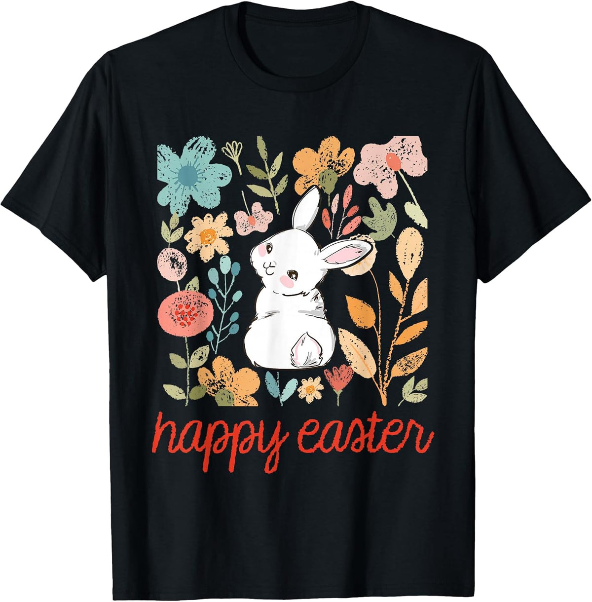 Happy Easter Bunny Floral Flower Vintage Rabbit Womens Girls Unisex