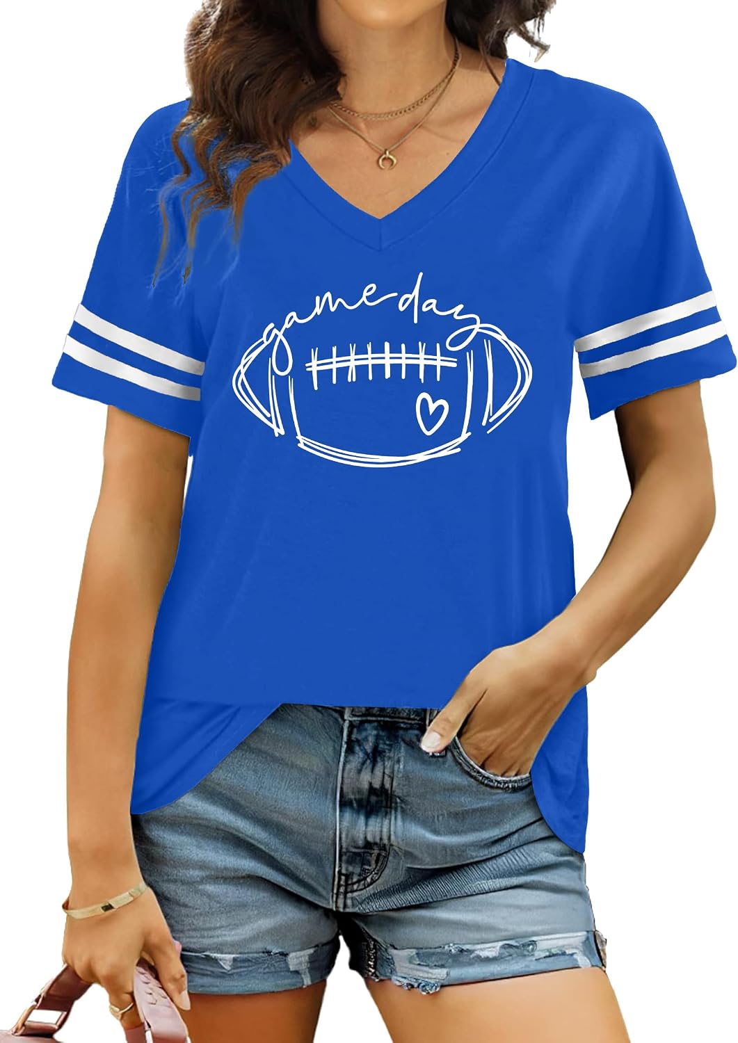 Football Shirt for Women Game Day Tshirt Football Season Graphic Tee