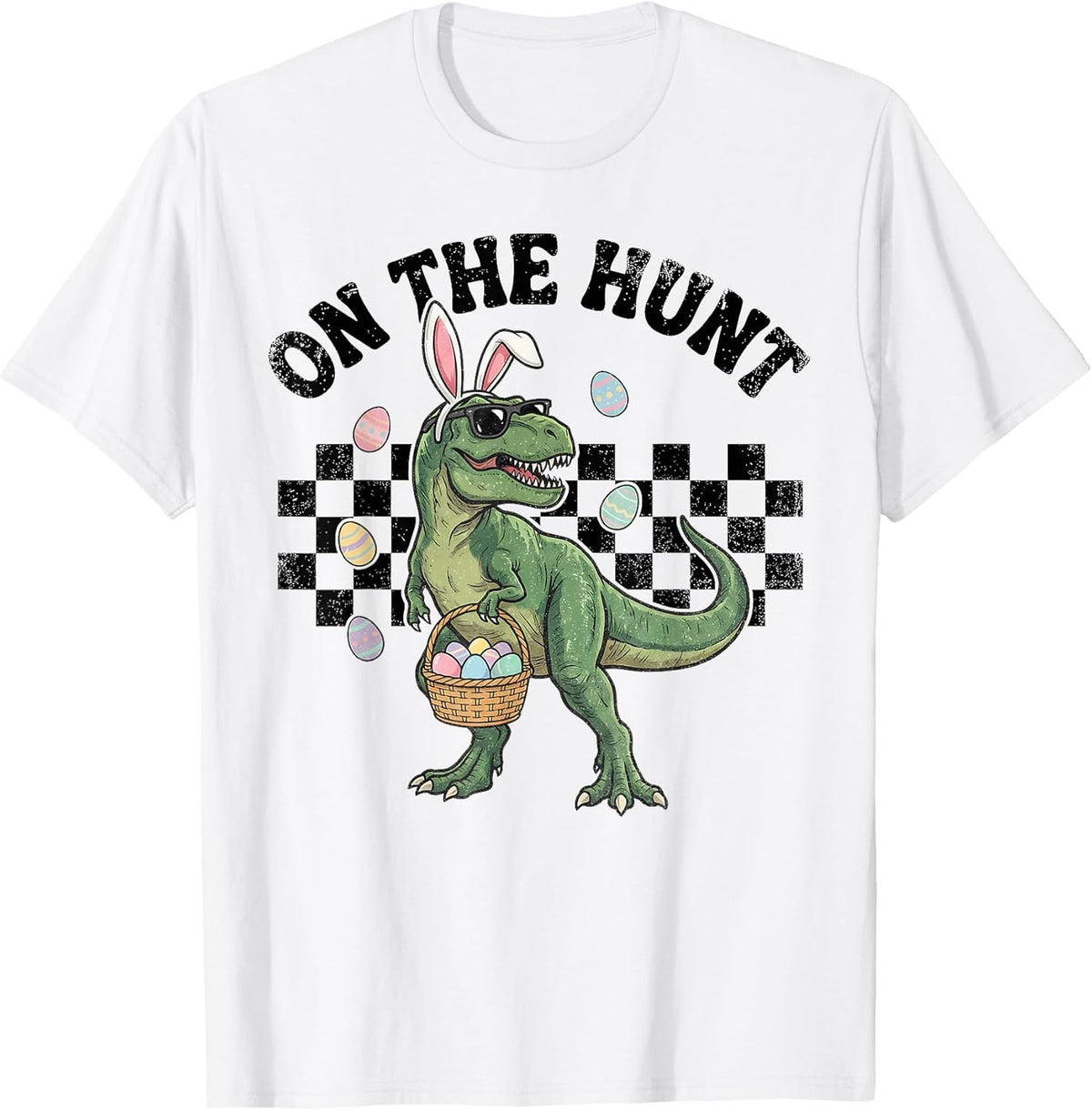 On The Hunt Easter Day Dinosaur Bunny Ears Eggs Basket Unisex