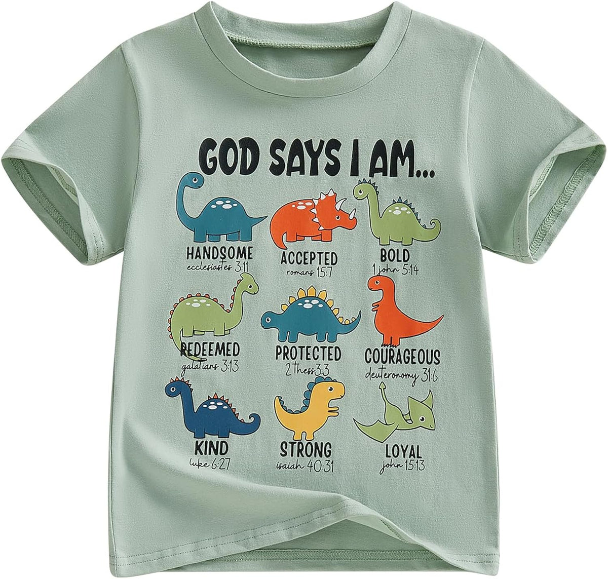 Toddler Baby Boy s God Says I Am Dinosaurs Short Sleeve Christian Tee Bible Verse Kids Shirt 1T 2T 3T 4T 5T