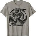 Retro Bigfoot Hockey Funny Sasquatch Bigfoot Playing Hockey T-Shirt