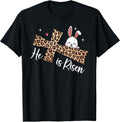 He Is Risen Leopard Cross Bunny Easter Day Christian Faith Unisex