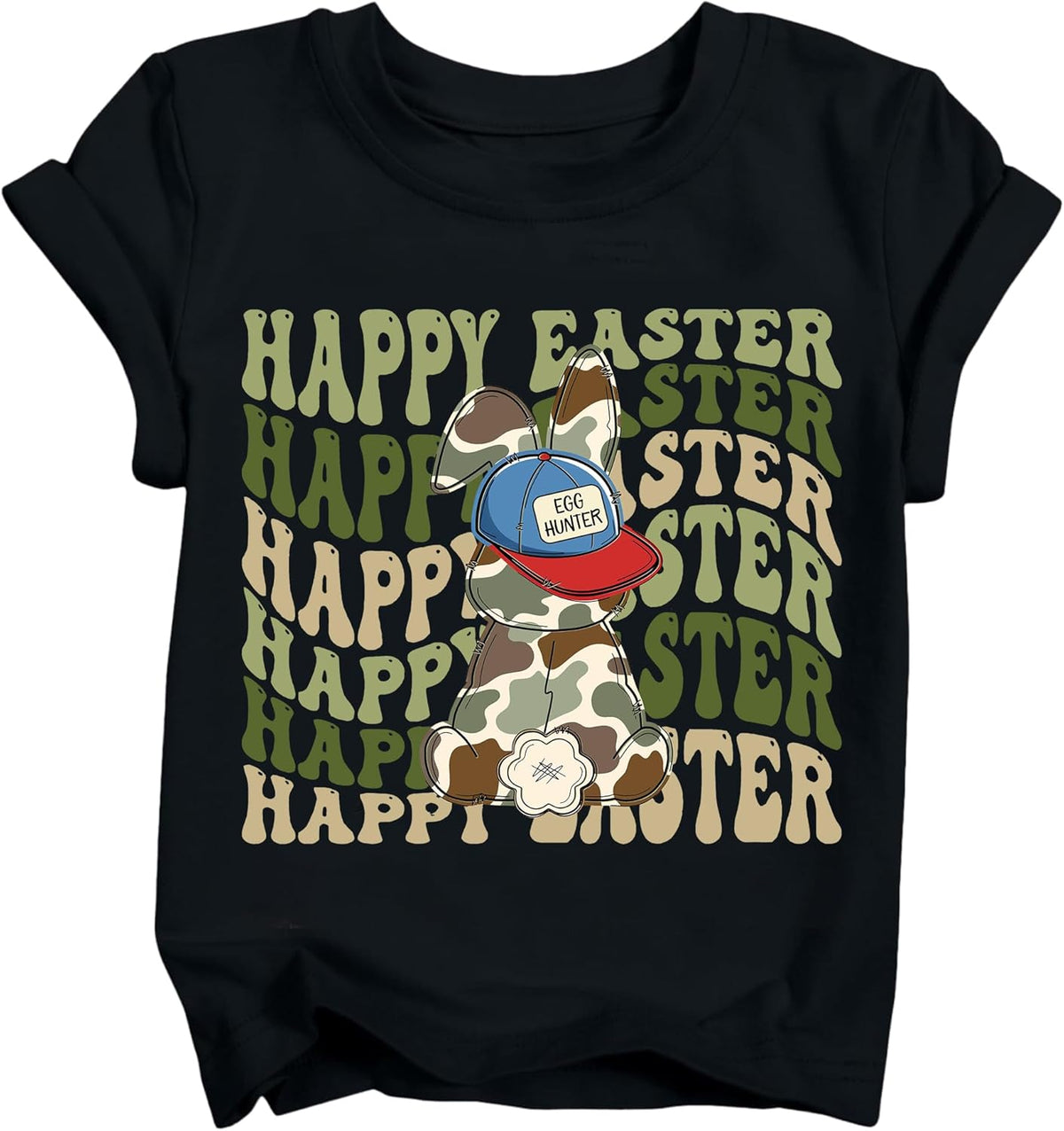 Easter Shirts for Boys Toddler Bunny Rabbit Egg Hunter Kids Funny Lettering Graphic Tee Tops 2026 (3T-10T)