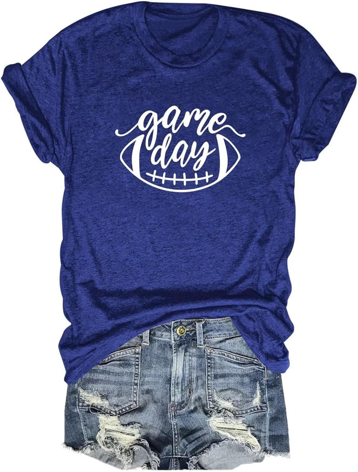 Football Mama T-Shirt Women Short Sleeve Crewneck Mom Graphic Tee Tops Casual Football Season Shirts