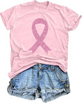 Breast Cancer Awareness Shirts Women: Pink Ribbon Tshirts Short Sleeve Tops