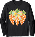 Cute Easter Carrot Bow Pastel Kawaii Bunny Spring Plush Art Long Sleeve Unisex
