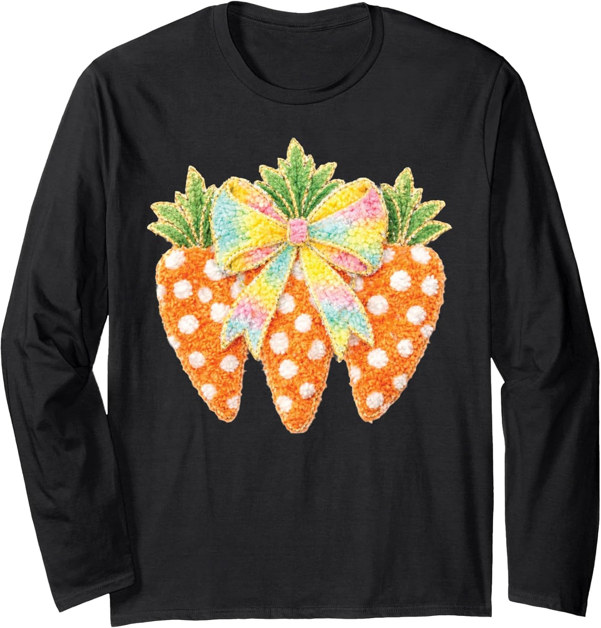 Cute Easter Carrot Bow Pastel Kawaii Bunny Spring Plush Art Long Sleeve Unisex