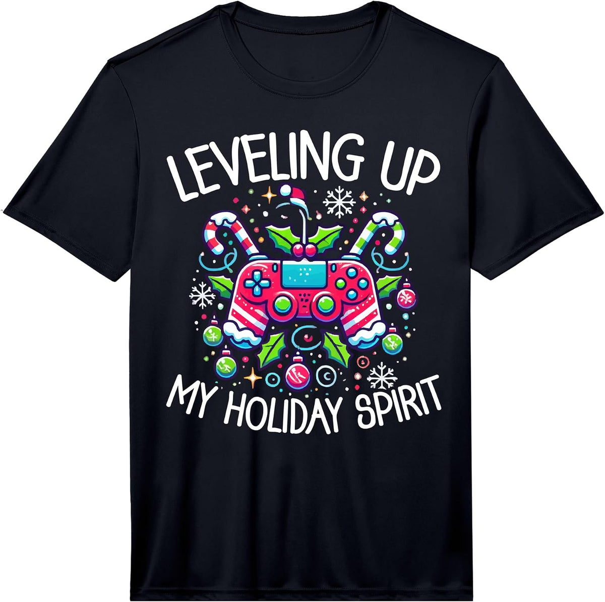 Mens Christmas Gamer Video Game Player Gaming Santa Claus Performance T-Shirt