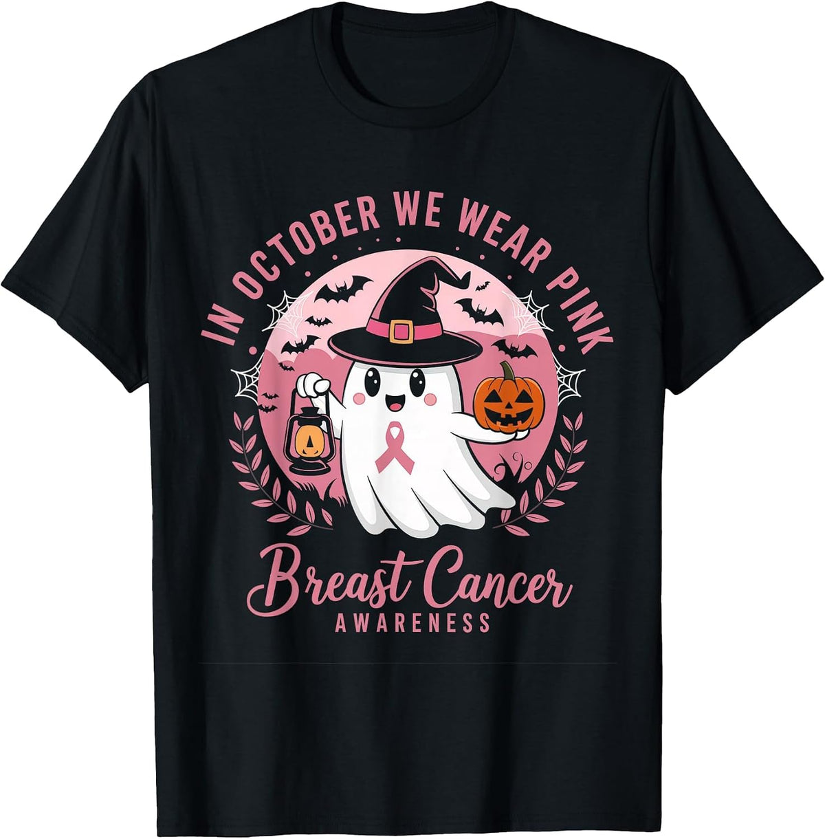 Breast Cancer Shirts Women Halloween in October We Wear Pink T-Shirt