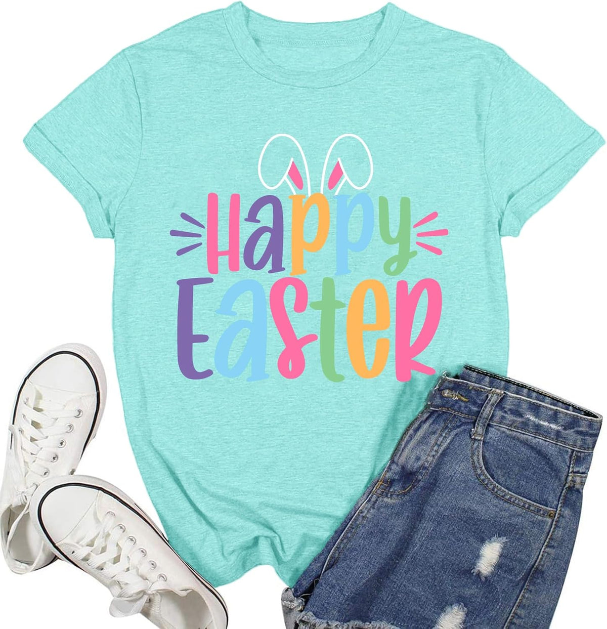 Easter Shirts for Women Happy Easter Cute Bunny Rabbit Tee Tops Unisex