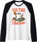 Tis the Season Fall Halloween American Football Gridiron Raglan Baseball Tee