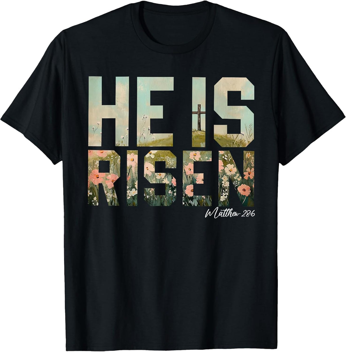 He is Risen Christian Cross Jesus Bible Verse Easter Retro Unisex