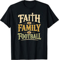 Faith Family Football Christian Game Day Fall T-Shirt