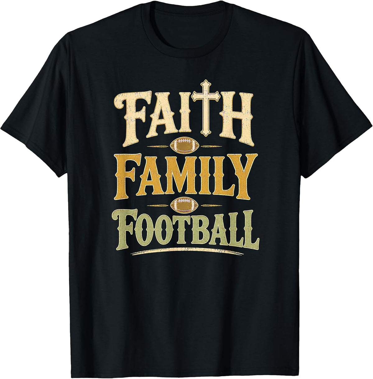Faith Family Football Christian Game Day Fall T-Shirt