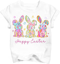 Girls Easter Shirt Toddler Kids Bunny Egg Hunt Happy Easter Graphic Tee Tops 2026 (3T-10T)