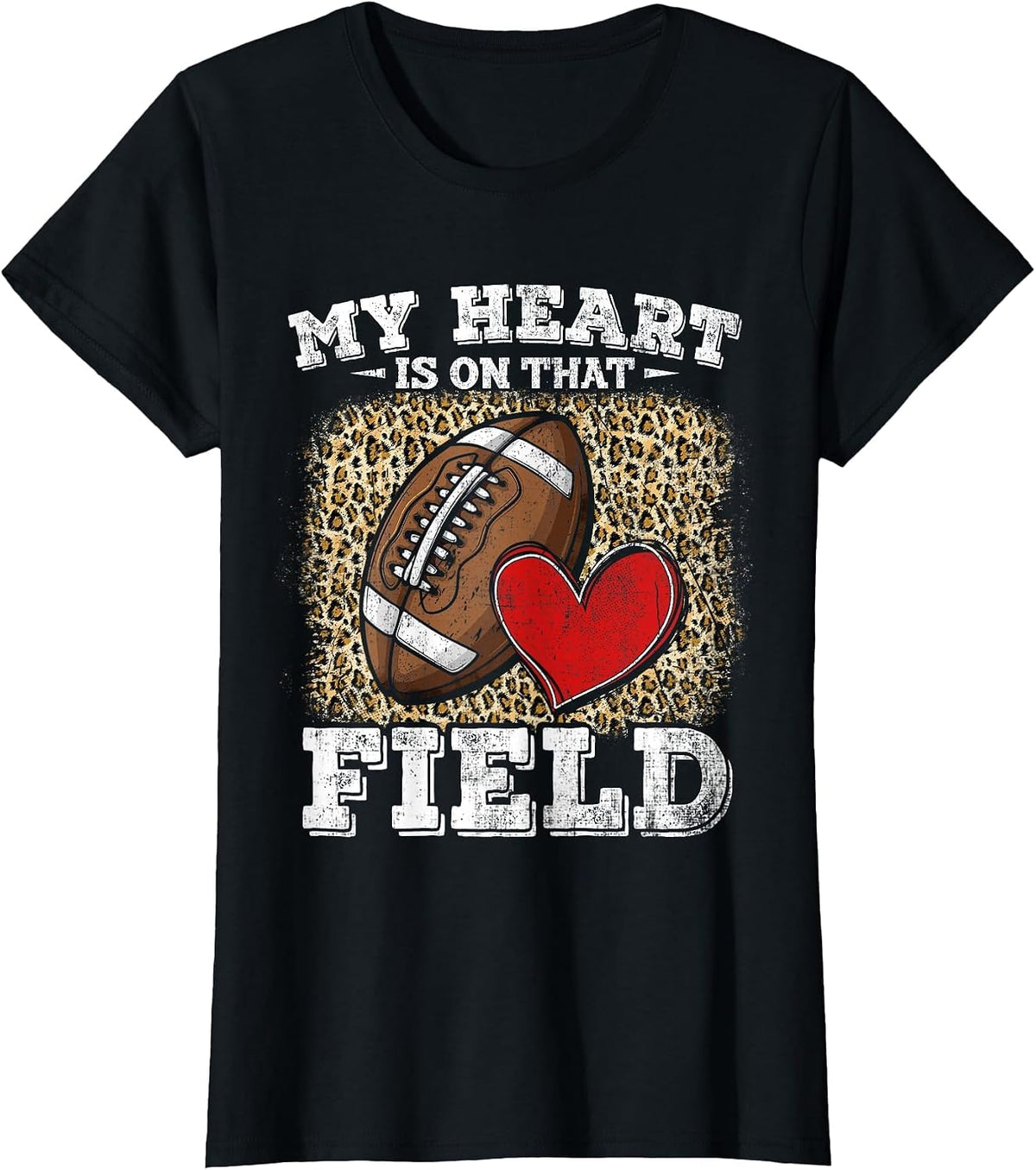 My Heart Is On That Field Mom Football Leopard