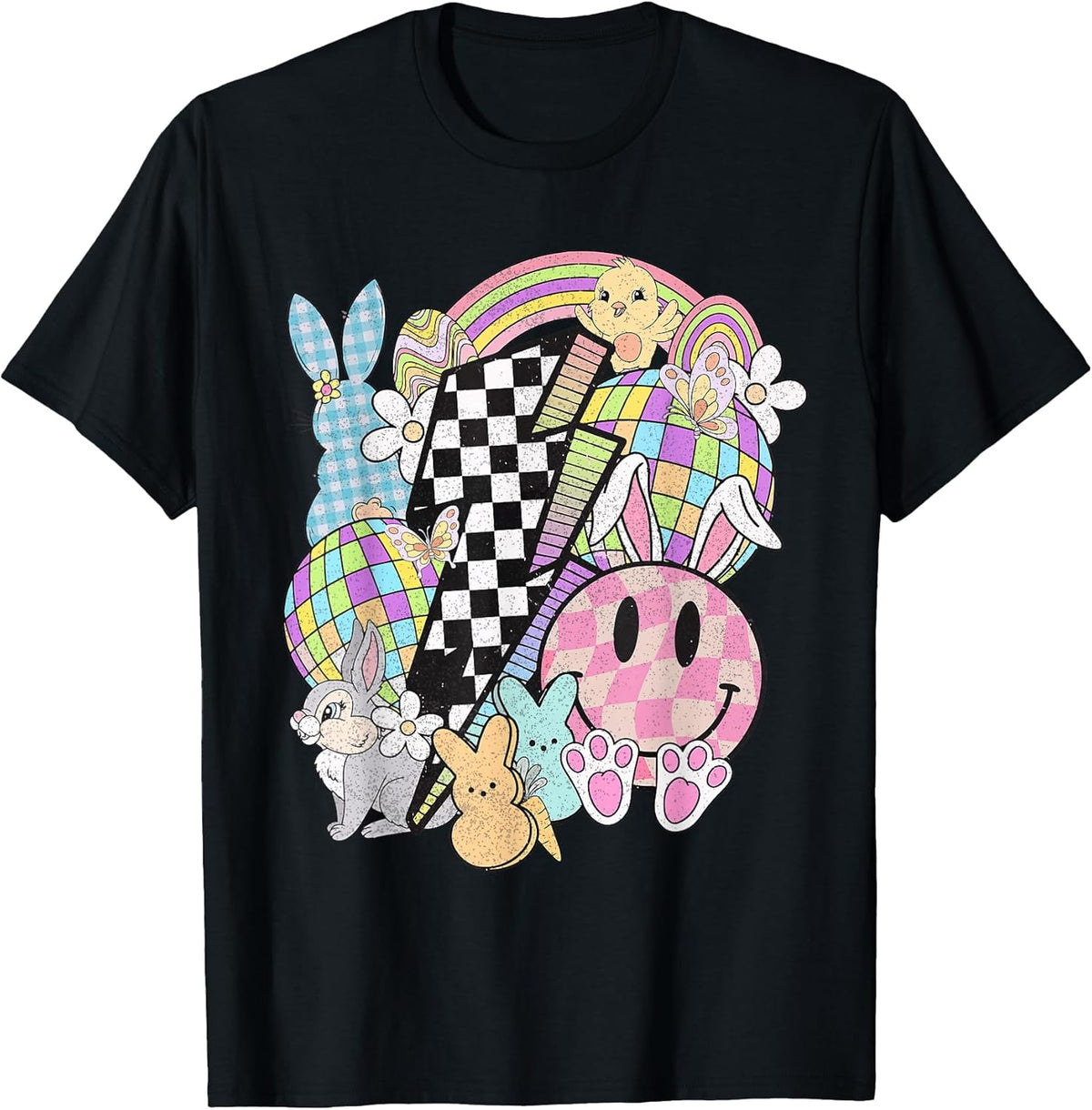 Retro Groovy Happy Easter Bunny Smile Face For Womens Girls Unisex