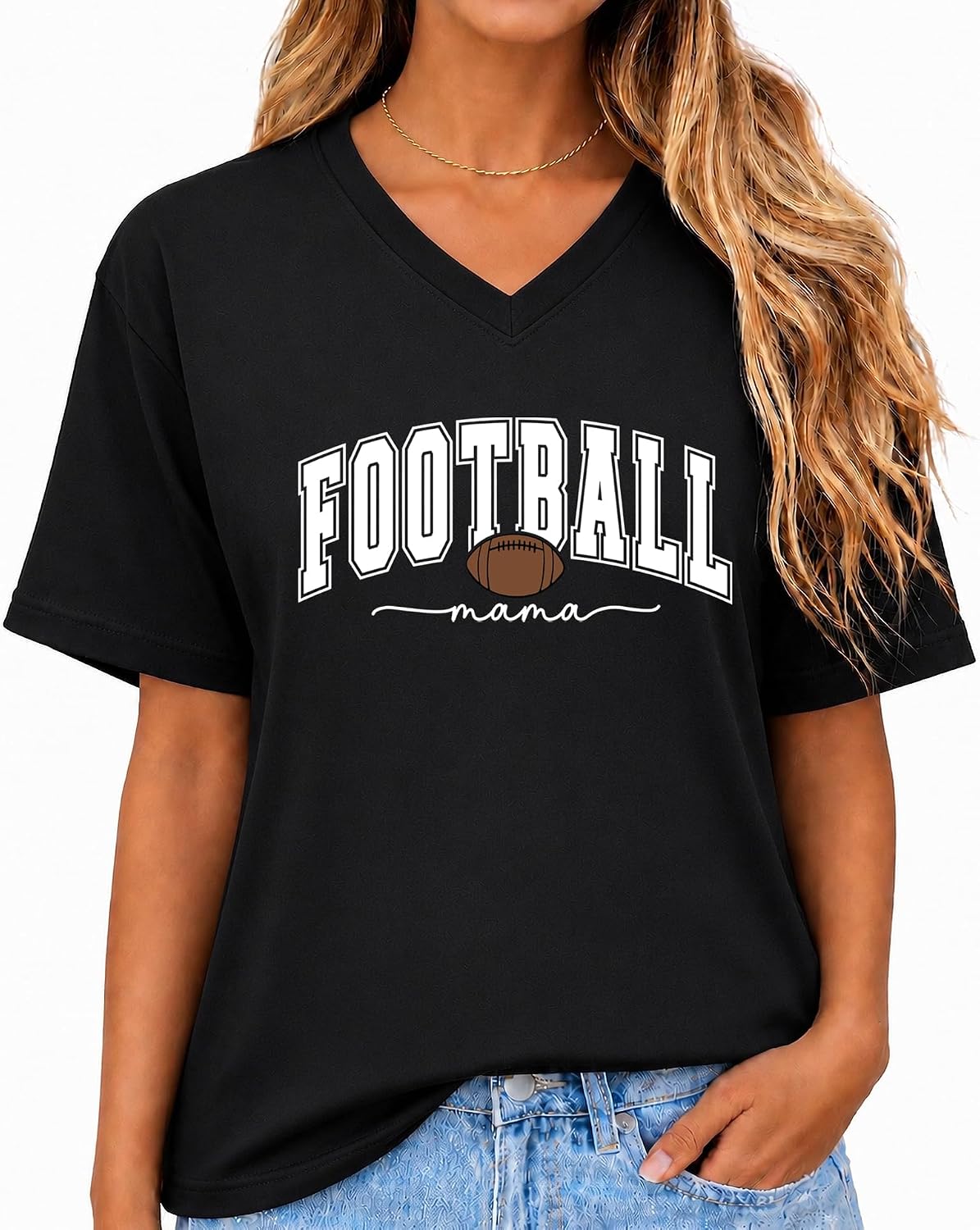 Football Mama Shirt Funny Mom Mama Sports Season Graphic Tees for Women