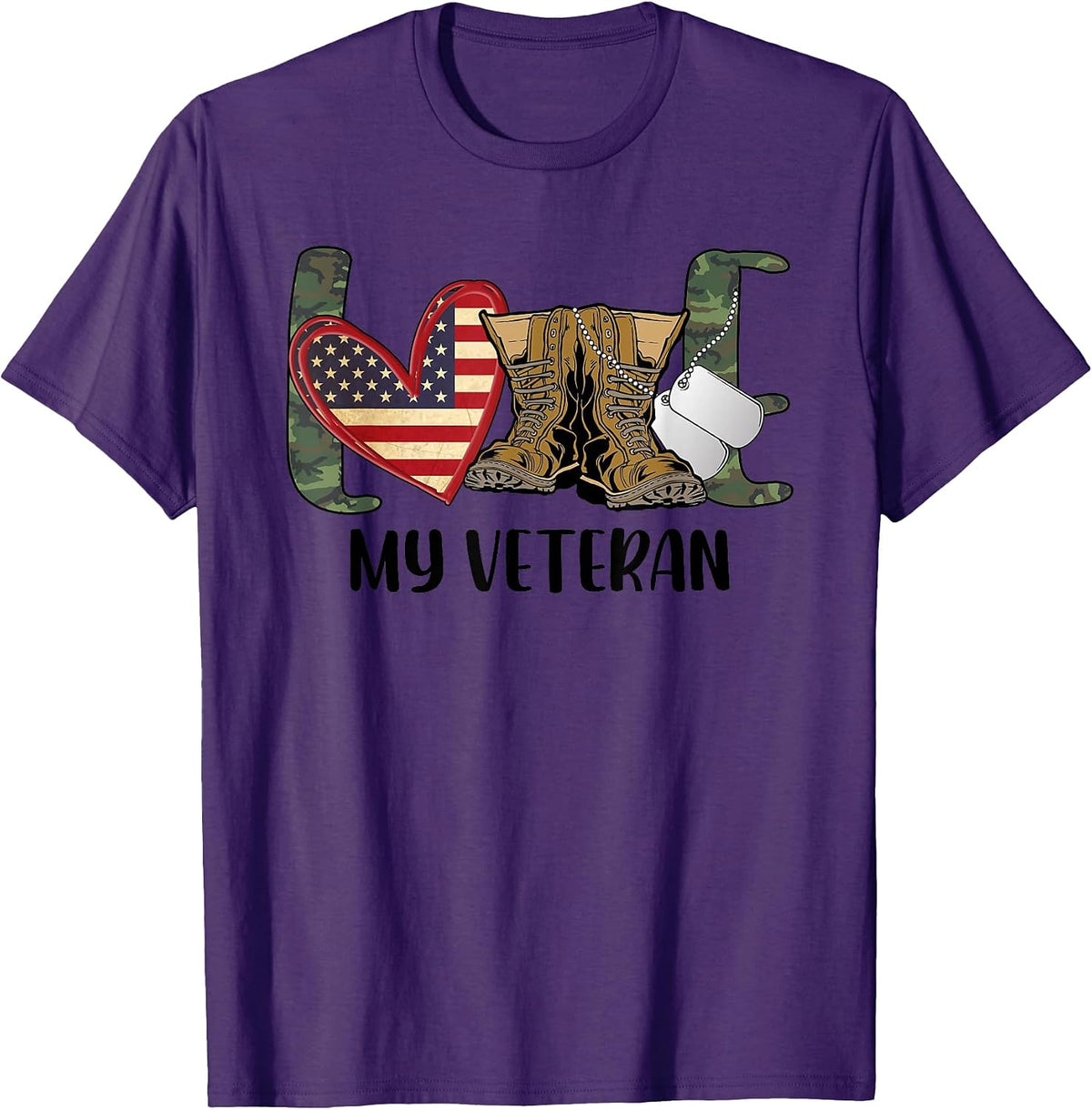 I Love My Veteran Camouflage USA Flag