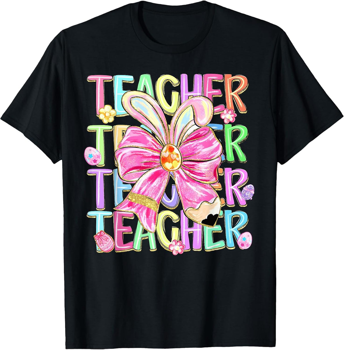 Easter Teacher Coquette Bunny Ears Bow School Teacher Unisex
