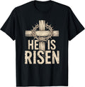 He is Risen Matthew 28:6 Retro Vintage Cross Happy Easter Unisex