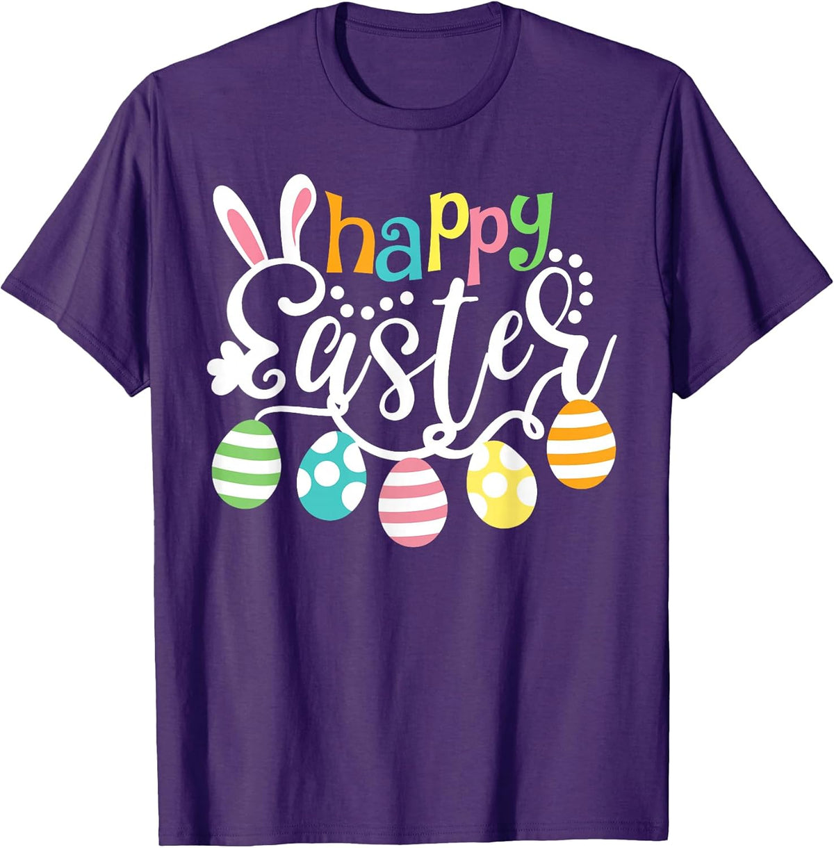 Happy Easter Day Colorful Egg Hunting Cute Bunny Girl Womens Unisex