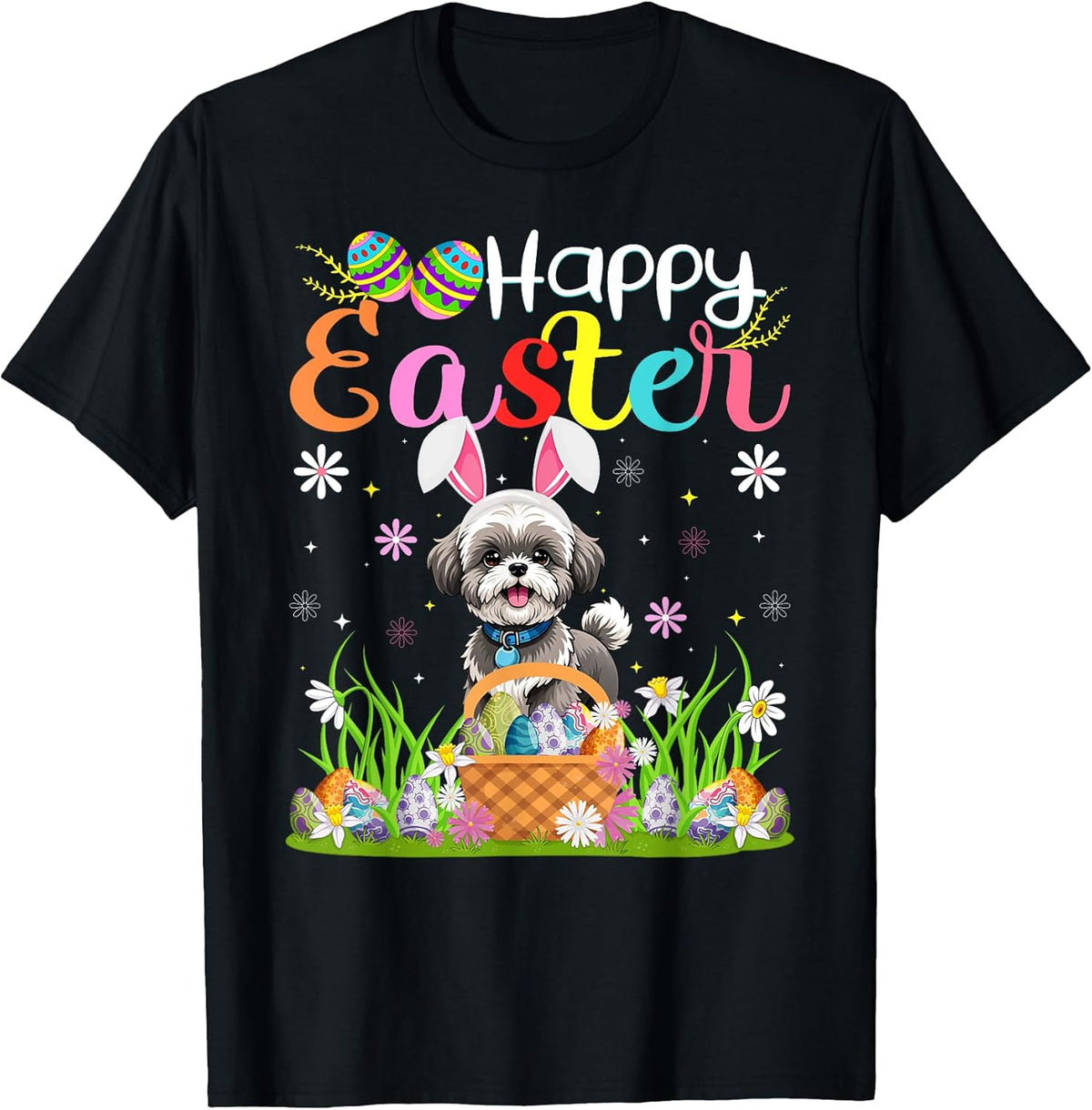 Shih Poo Dog Happy Easter Egg Hunt Bunny Ear Easter Unisex