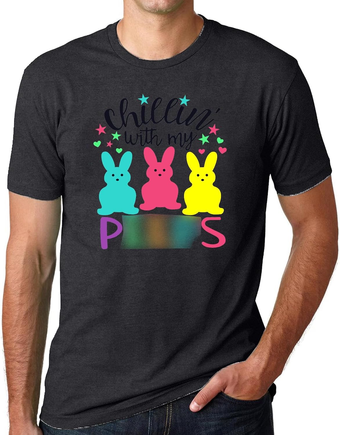 Easter Shirts for Men Chillin with My Peeps Tshirt Bunny Shirt Short Sleeve Shirts Tops Unisex