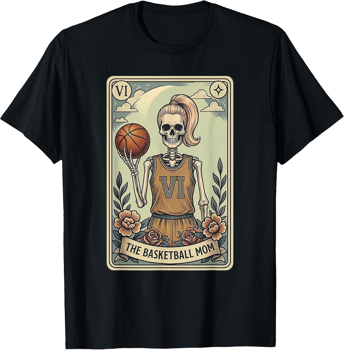 Basketball Mom Tarot Card Basketball Mama Skeleton Vintage T-Shirt