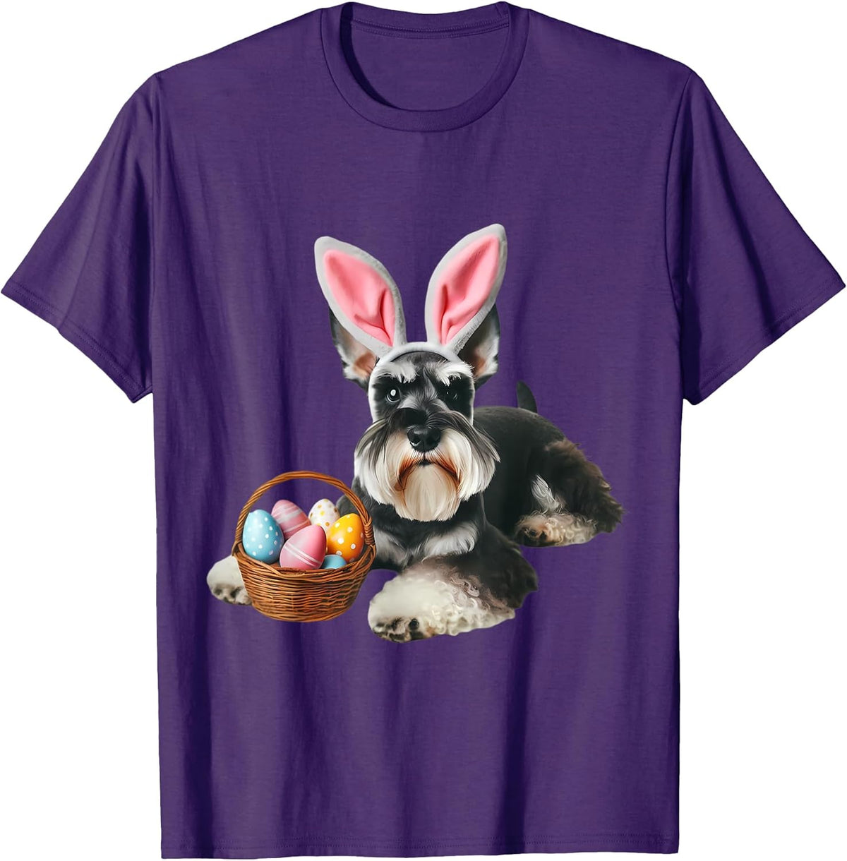 Cute Bunny Ear Miniature Schnauzer Dog Easter Eggs Owner Mom for Men Women Kids Unisex