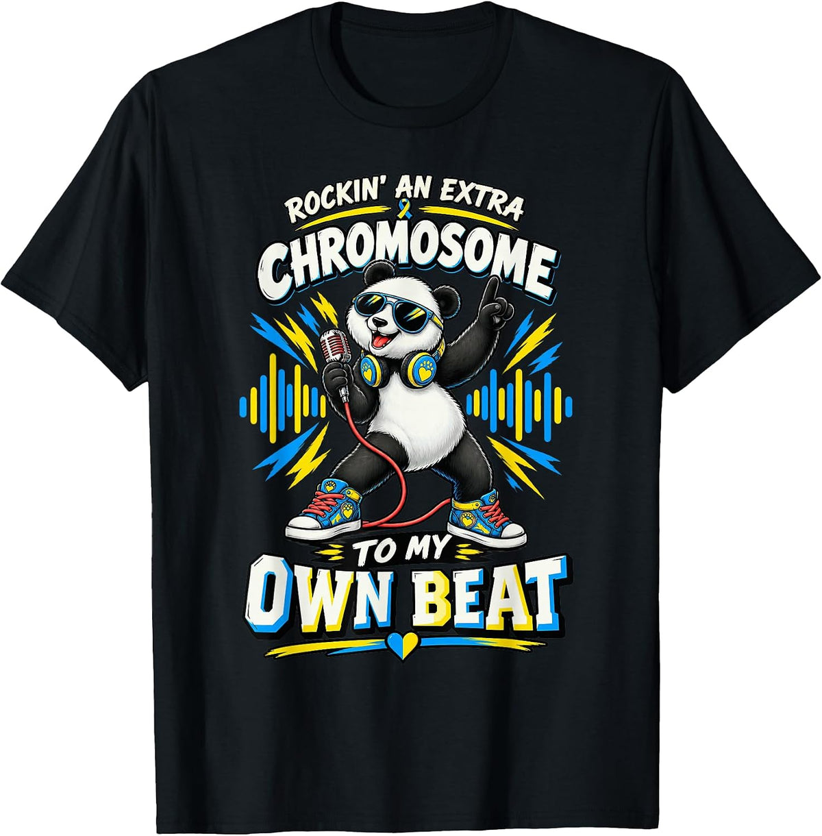 Extra Chromosome Panda Music Down Syndrome Awareness Beat T-Shirt