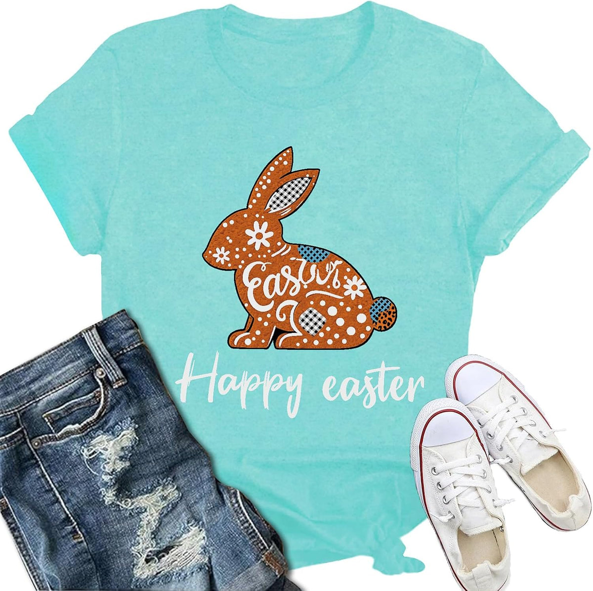 Easter Shirts for Women Funny Bunny Rabbit Happy Easter Day Holiday Tee Tops Unisex
