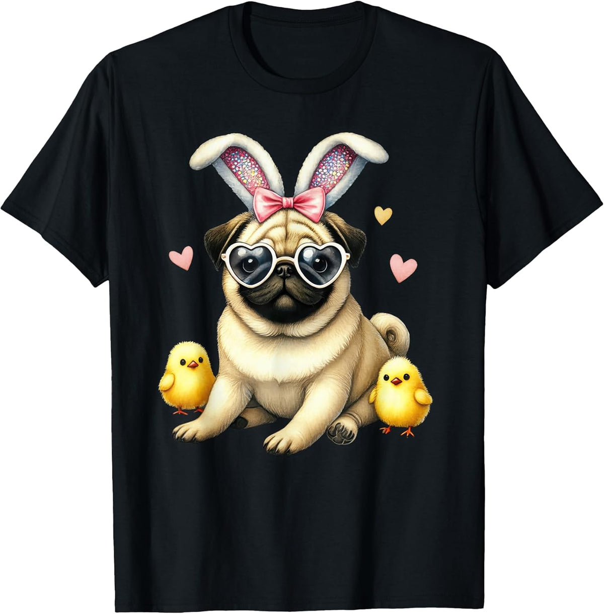 Easter Pug Dog Mom Spring Easter Bunny Ears Glasses Unisex