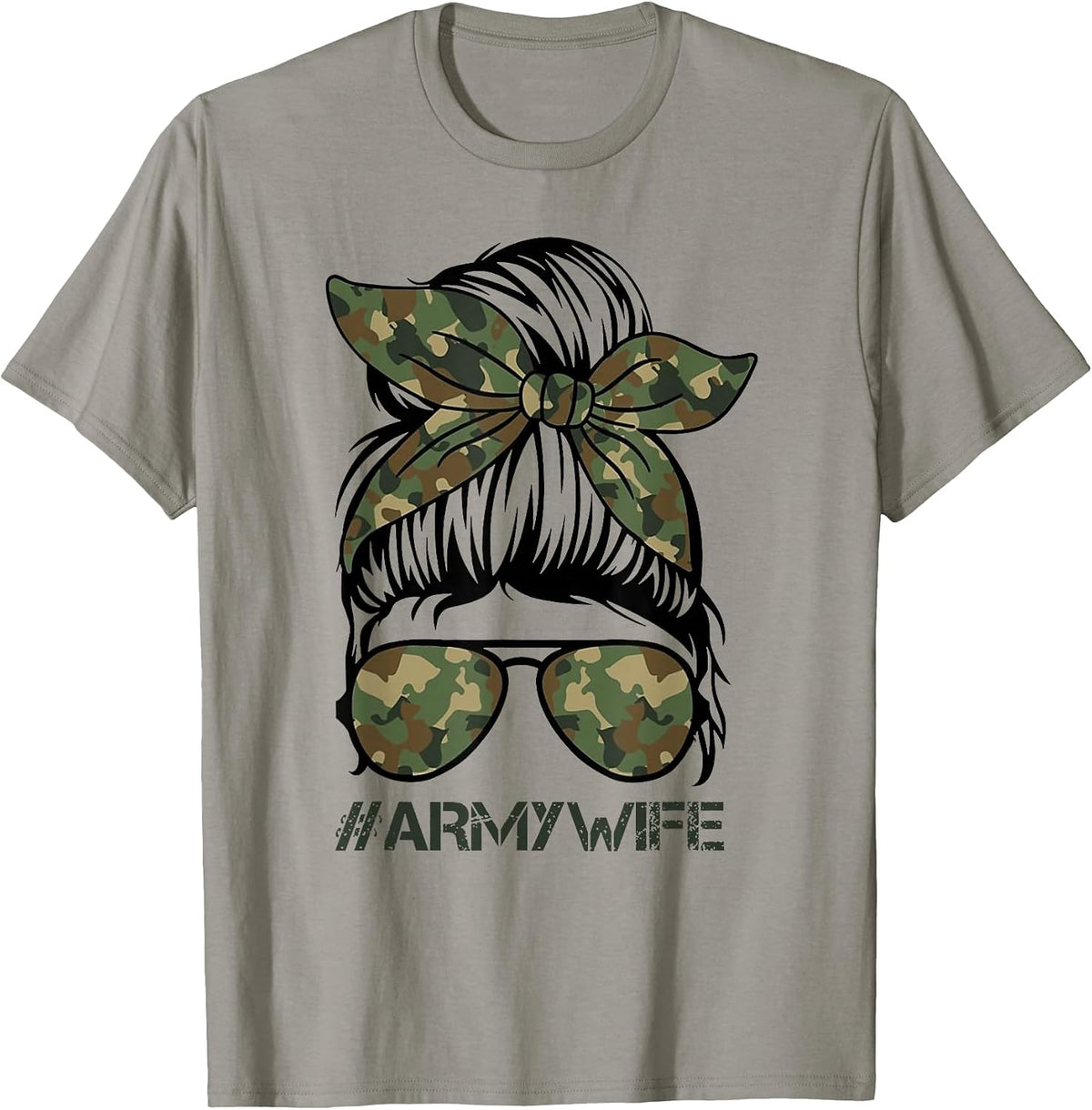 Army Wife Messy Bun Veteran Proud American Army