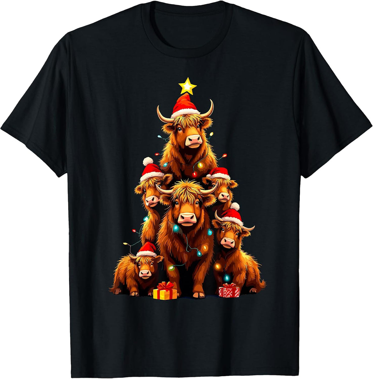 Cows Christmas Tree Xmas Holidays Farm Lover Funny Farmer T-Shirt