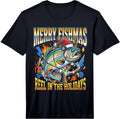 Mens Merry Fishmas Reel in The Holidays Christmas Fishing Performance T-Shirt