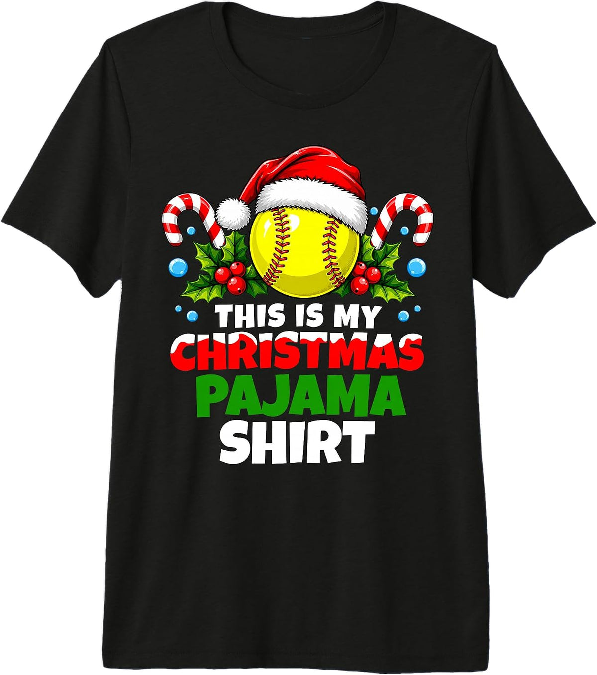 Softball Sports Xmas Festive This is My Christmas Pajama Premium Tri-Blend T-Shirt