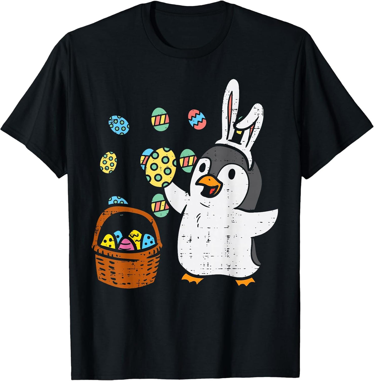 Easter Penguin Bunny Ears Eggs Basket Cute Men Women Kids Unisex