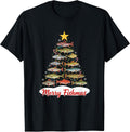 Merry Fishmas Fishing Christmas Tree Funny Angler Holiday T-Shirt