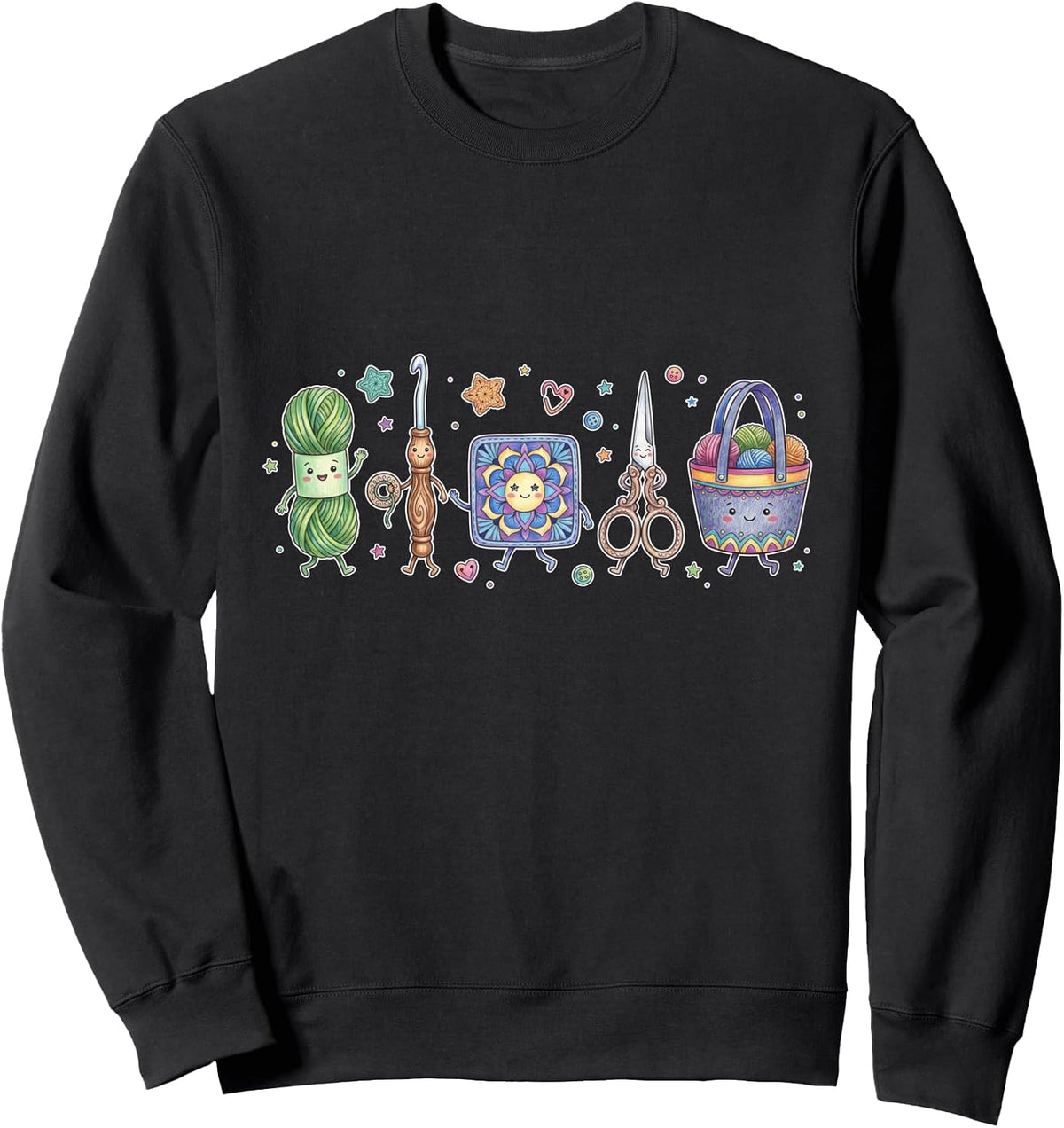 Cute Crochet Lover Yarn Ball Crochet Hook Granny Square Sweatshirt