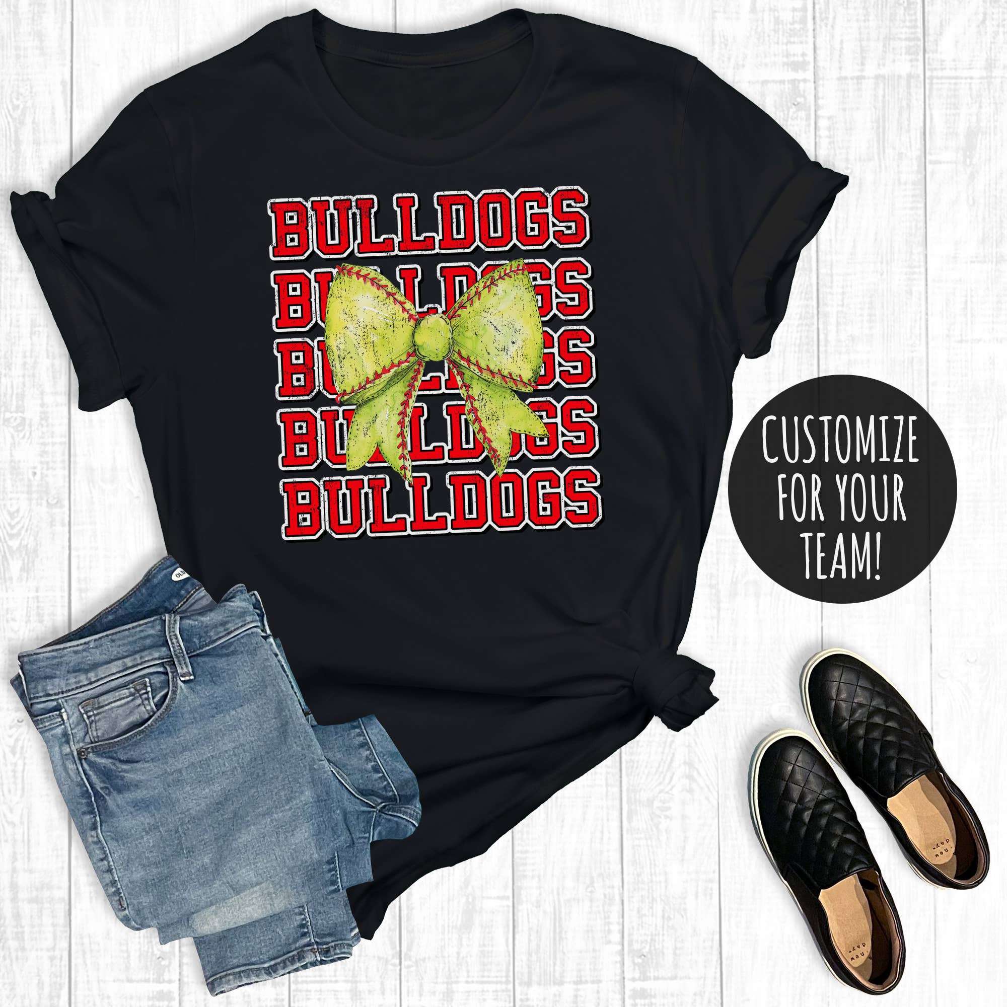 Custom Coquette Softball Bow Graphic Tee